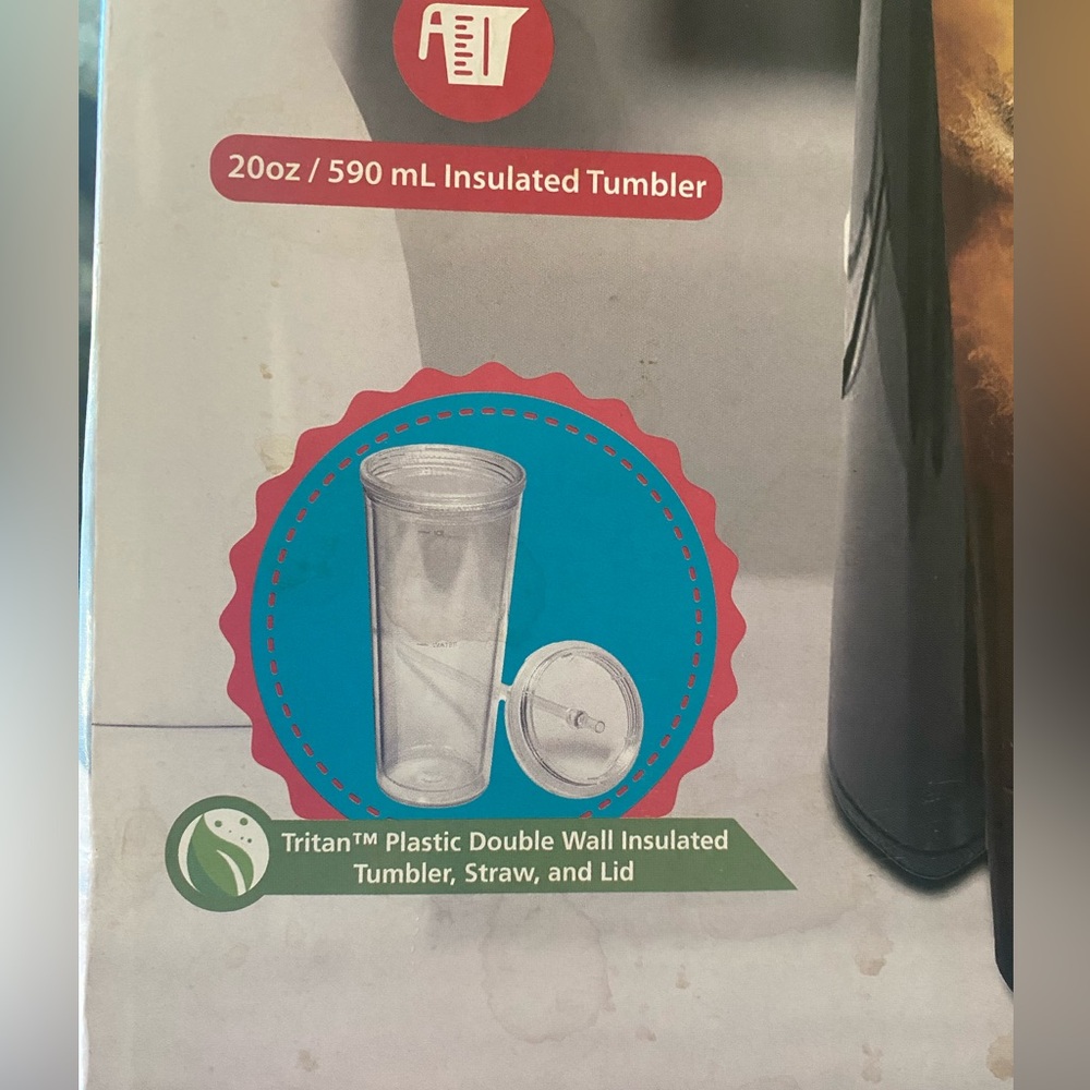 Brentwood Single Serve Iced Coffee & Tea Maker + 20oz. Tumbler Lid & Straw New - Picture 2 of 10